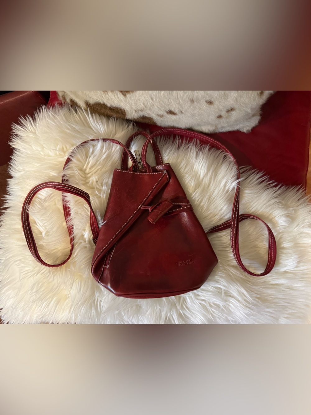 Italian Leather Crossbody/Backpack Burgundy